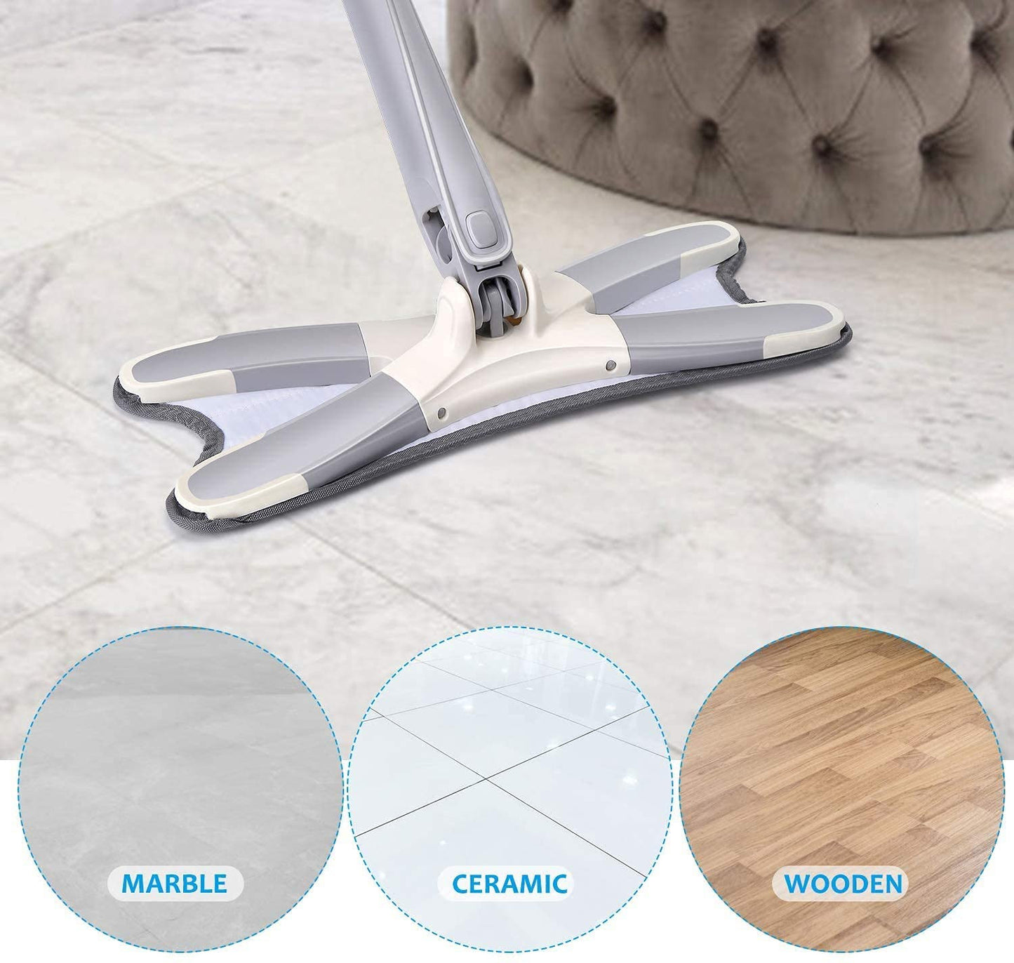 X Mop Manual Extrusion Hand-free Flat Squeeze Mop X-Type Microfiber Squeezing Twist Mop Household Cleaning Tool